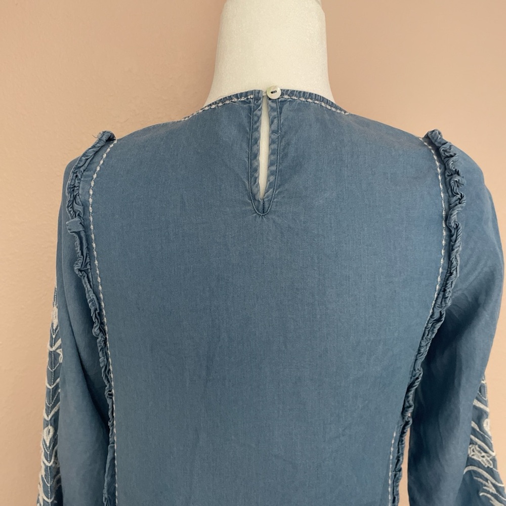 Goodnight Macaroon Blue Dress with‎ White Embroidery - Picture 4 of 9